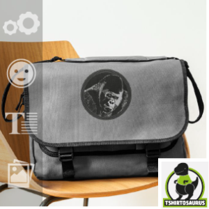 Sac gorille stylé et élégant, portrait de gorille sur un sac bandoulière gris contrasté.