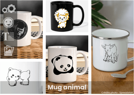 Mug animal à personnaliser en ligne, créer un mug mignon animal de compagnie ou animal sauvage.