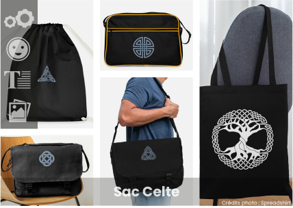 Créez votre sac celte à l'aide de l'outil de personnalisation Spreadshirt et imprimez un sac unique.