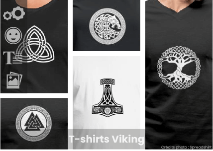 T-shirt viking, motif Yggdrasil à imprimer sur t-shirt personnalisé, marteau de Thor, triquetra.