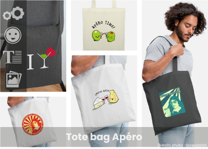 Tote bag apéro rigolo à personnaliser avec Spreadshirt. Fêtez l'apéro avec un tote original.