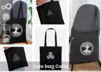 Tote bag celte à personnaliser : imprimez un nœud celte élégant ou un motif mythologique, un triskel breton... personnalisé par vos soins.